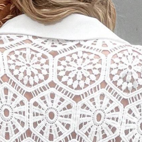 Boho Floral lace Button Down Loose Fit Top - Picture 3 of 6